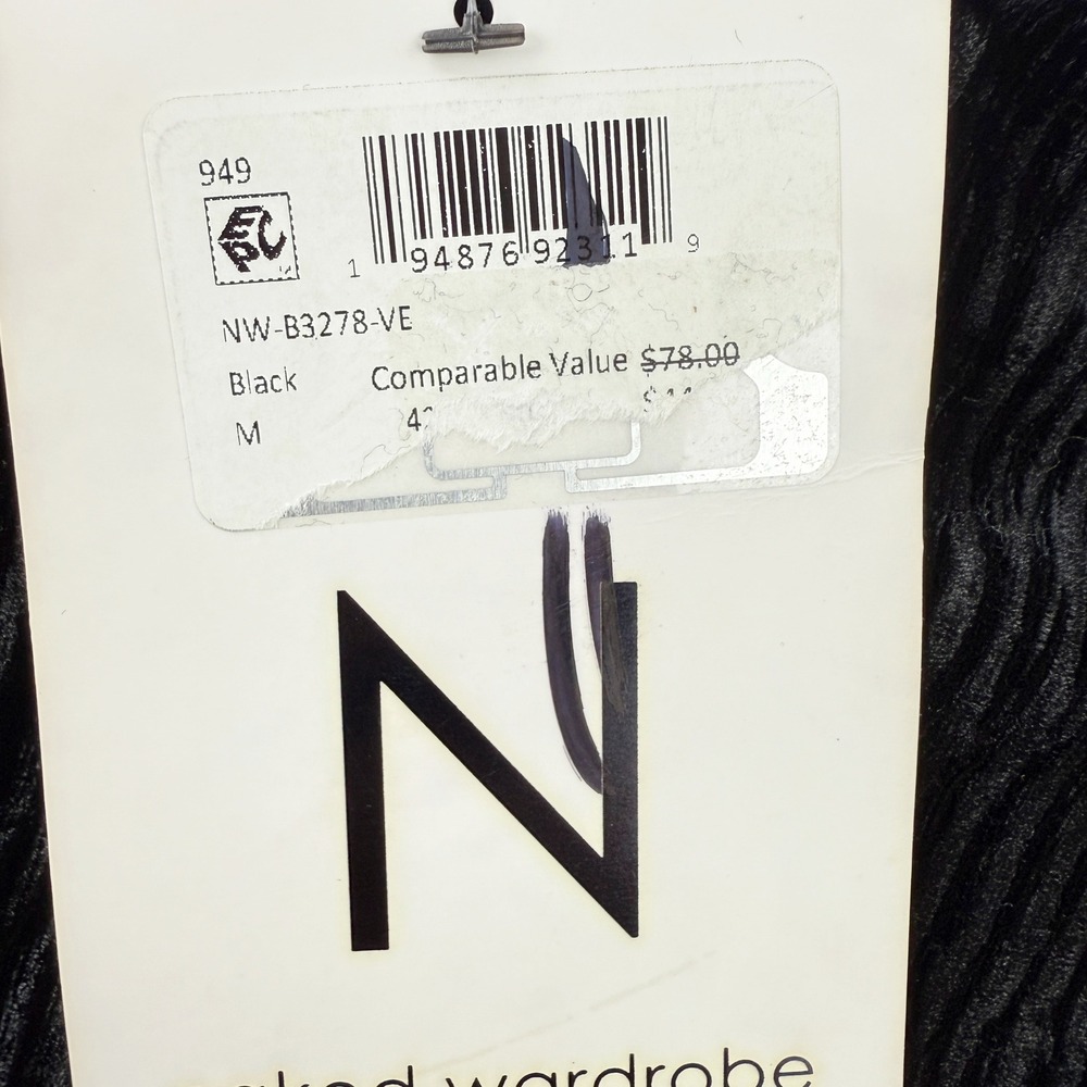 NAKED WARDROBE Velvet Sculpt Tube Bodysuit Size M Womens Black NW-B3278-VE NEW‎ - Picture 5 of 7